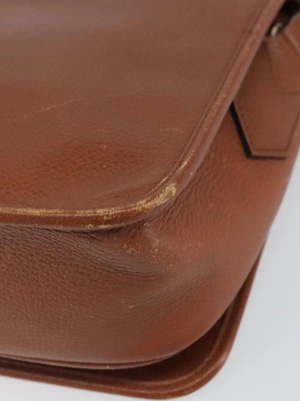 SAINT LAURENT Shoulder Bag Leather Brown Gold Auth BA9512 - Picture 4 of 16